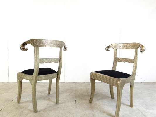 Anglo-Indian Silvered Dowry Chairs, 1950s, Set of 4-IRH-1733087