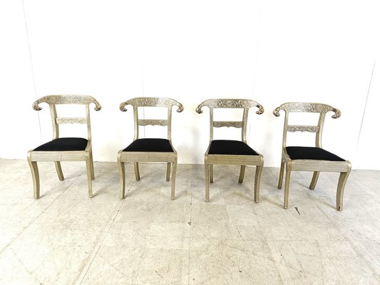 Anglo-Indian Silvered Dowry Chairs, 1950s, Set of 4-IRH-1733087