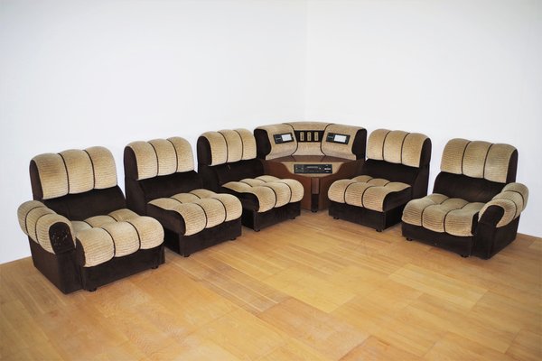 Angular Modular Sofa with Radio, 1970s, Set of 6-KNM-1261519