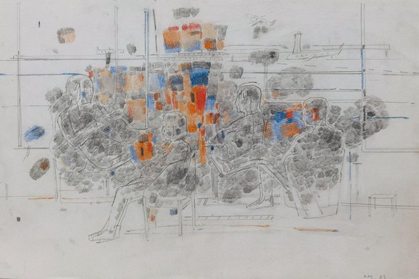 Anna Kazmina, Transformation Airport, 2023, Pastel & Pencils on Paper-CHG-2030473