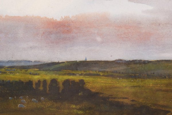 Anonymous, Pre-Raphaelite Landscape, 1890s, Watercolor, Framed-AOI-1106776