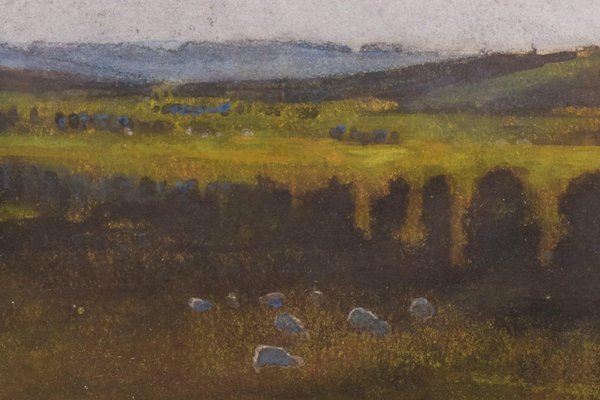 Anonymous, Pre-Raphaelite Landscape, 1890s, Watercolor, Framed-AOI-1106776