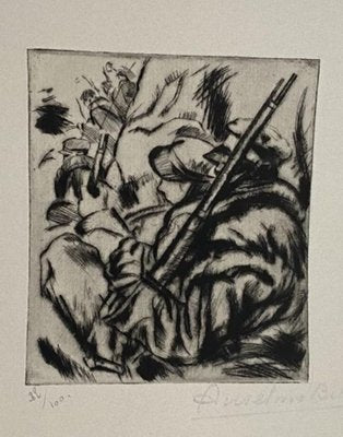 Anselmo Bucci, Military, 1917, Original Etching-ZCI-800530