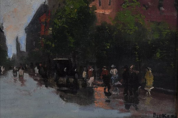 Antal Berkes, Metropolitan Avenue, 1890s-1910s, Oil on Canvas-QOR-2023546