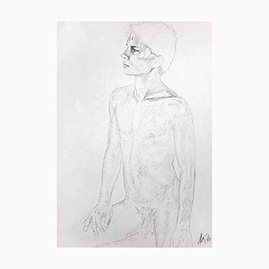 Anthony Roaland, Portrait of a Young Man, Original Pencil Drawing, 1980s-ZCI-1394375