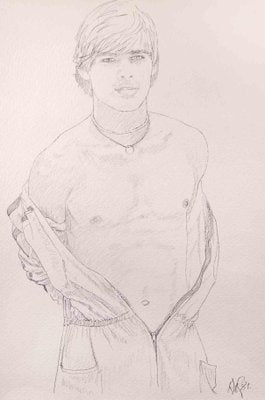 Anthony Roaland, Portrait of a Young Man, Original Pencil Drawing, 1981-ZCI-1394369