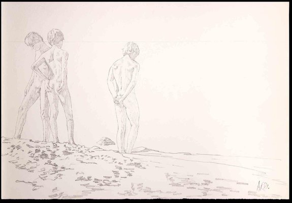 Anthony Roaland, Teens at the Beach, Original Drawing, 1981-ZCI-1326689