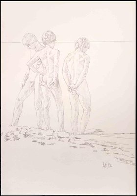 Anthony Roaland, Teens at the Beach, Original Drawing, 1982-ZCI-1326687