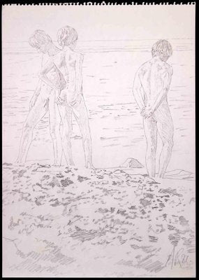 Anthony Roaland, Teens at the Beach, Original Drawing, 1982-ZCI-1326711