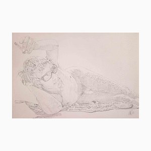 Anthony Roaland, Young Man with Glasses, Original Pencil Drawing, 1981-ZCI-1394367