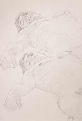 Anthony Roaland, Young Men Lying Down, Original Pencil Drawing, 1981-ZCI-1394368