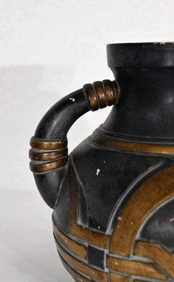 Anthracite and Golden Terracotta Vase, 1900s-RVK-1421322