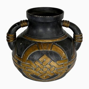 Anthracite and Golden Terracotta Vase, 1900s-RVK-1421322