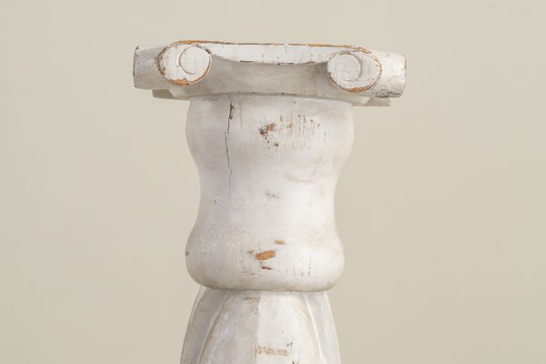 Anthropomorphic Brutalist Columns or Supports in White Patinated Wood. Spain, 1970s, Set of 2-UJE-2020676