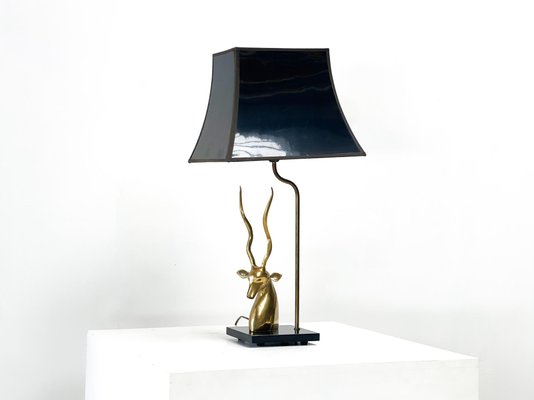 Antilope Head Table Lamp in Brass, France, 1950s-XLH-1706985