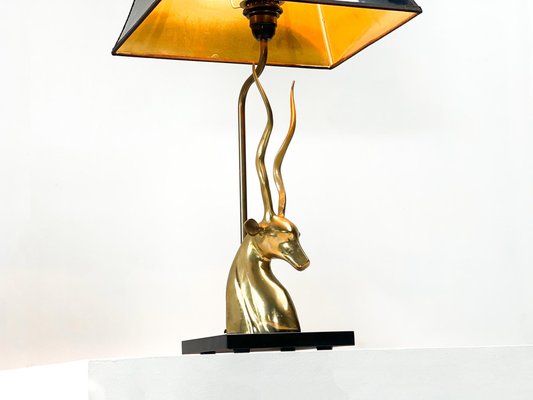 Antilope Head Table Lamp in Brass, France, 1950s-XLH-1706985