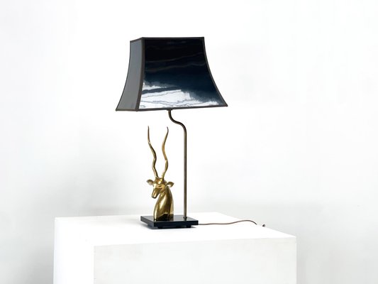 Antilope Head Table Lamp in Brass, France, 1950s-XLH-1706985