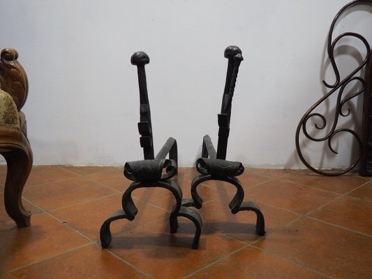 Antique 18th Century Andirons, Set of 2-YNQ-621239