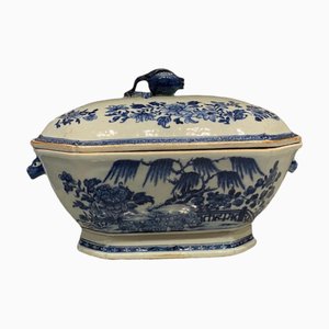 Antique 18th-Century Chinese Porcelain Soup Tureen, Cover & Stand, Set of 3-TCS-1364594