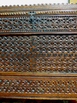 Antique 19th Century Cedar Wood Treasure Dowry Chest, Afghanistan, 1890s-UZN-1389274