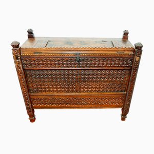 Antique 19th Century Cedar Wood Treasure Dowry Chest, Afghanistan, 1890s-UZN-1389274