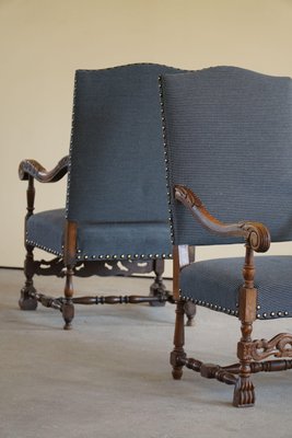 Antique 19th Century Danish Baroque Carved High Back Armchairs, Set of 2-MXF-1372831