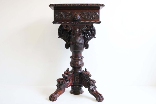 Antique 19th Century French Console / Wall Table with Drawer in Oak, 1870-WIP-2041284