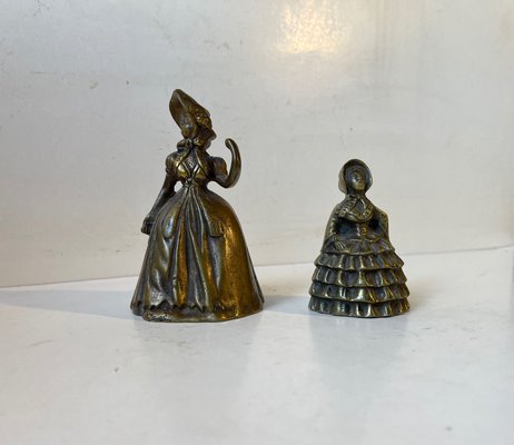 Antique 19th Century Victorian Brass Bells in Shape of Ladies, Set of 2-LCR-1107672