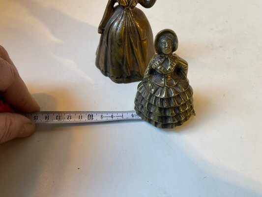 Antique 19th Century Victorian Brass Bells in Shape of Ladies, Set of 2-LCR-1107672