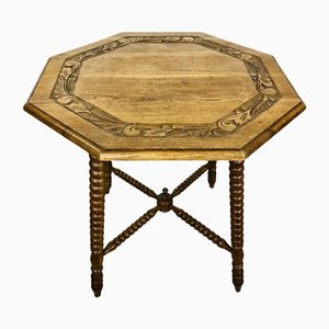 Antique 8-Sided Wood Carving Table-LCQ-1241609