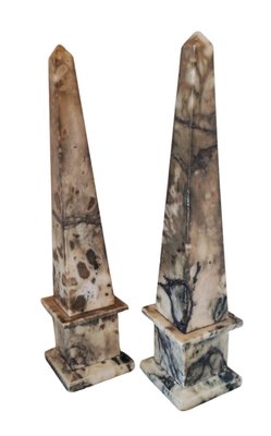 Antique Alabaster Obelisks, 1800s, Set of 2-INI-2021874