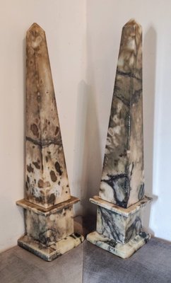 Antique Alabaster Obelisks, 1800s, Set of 2-INI-2021874