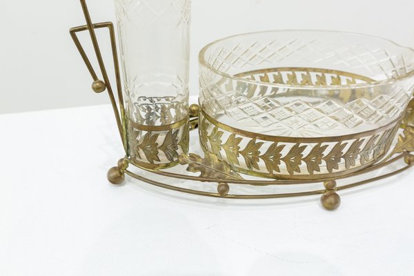 Antique American Carved Brass and Glass Centerpiece-UJE-559174