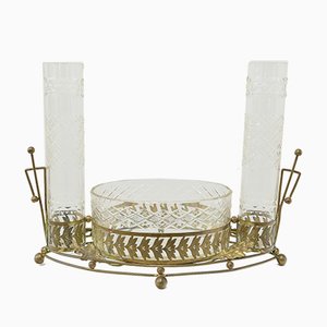 Antique American Carved Brass and Glass Centerpiece-UJE-559174