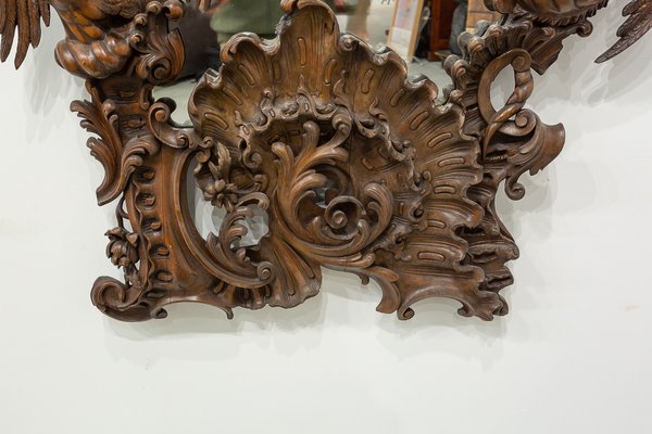 Antique American Cornucopia Carved Wooden Mirror-UJE-742581