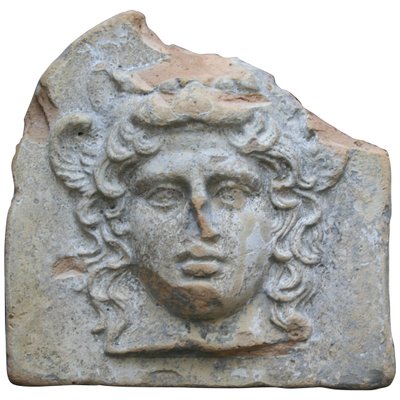 Antique Ancient Greek Terracotta Antefix in Form of the Head of Artemis Bendis-KL-620296