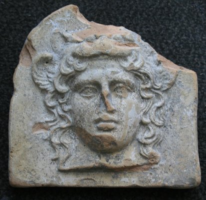 Antique Ancient Greek Terracotta Antefix in Form of the Head of Artemis Bendis-KL-620296