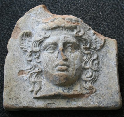 Antique Ancient Greek Terracotta Antefix in Form of the Head of Artemis Bendis-KL-620296