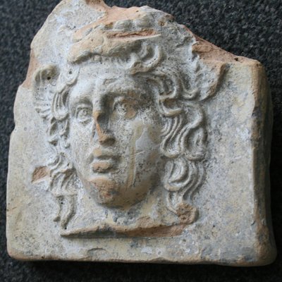 Antique Ancient Greek Terracotta Antefix in Form of the Head of Artemis Bendis-KL-620296