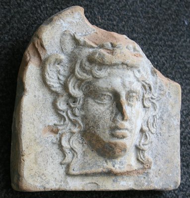 Antique Ancient Greek Terracotta Antefix in Form of the Head of Artemis Bendis-KL-620296