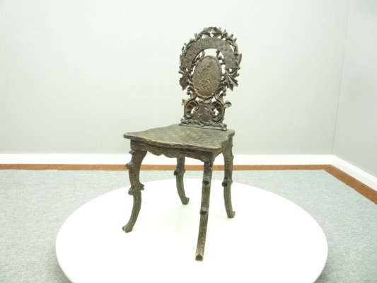 Antique and Hand Carved Oak Chair, 1900s-UG-1156333