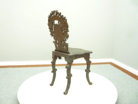 Antique and Hand Carved Oak Chair, 1900s-UG-1156333