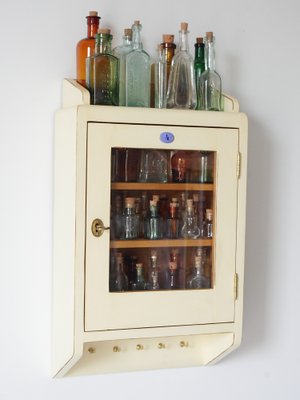 Antique Apotheque Wall Cabinet with Bottles, 1920s, Set of 55-IND-1736312