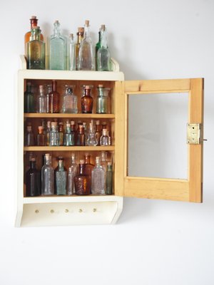 Antique Apotheque Wall Cabinet with Bottles, 1920s, Set of 55-IND-1736312