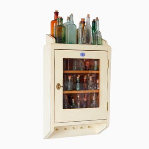 Antique Apotheque Wall Cabinet with Bottles, 1920s, Set of 55-IND-1736312