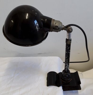 Antique Art Deco Adjustable Desk Lamp in Black Painted Metal With Clamp Foot, 1920s-HOI-1328982