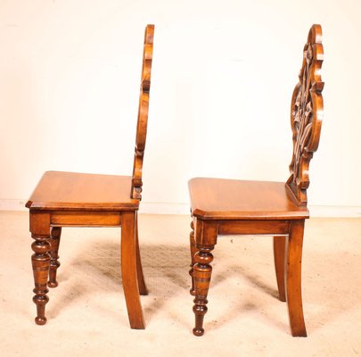 Antique Art Deco English Hall Chairs, Set of 2-HPU-732882