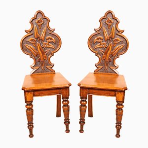 Antique Art Deco English Hall Chairs, Set of 2-HPU-732882