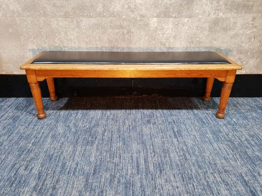 Antique Art Deco Oak Hall Bench-NQV-709581