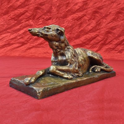 Antique Art Deco Sculpture, Little Greyhound Dog, 20th-Century, Bronze-YVI-845569